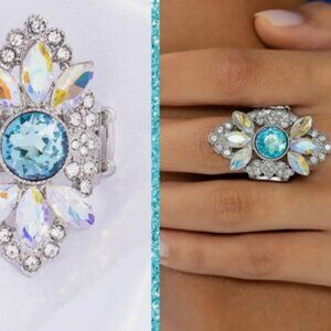 10 rings for $15 GLISTEN HERE Blue Silver Tone NEW Paparazzi Ring